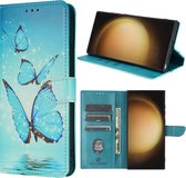 Geschikt voor Samsung Galaxy S24 Ultra hoesje - Solidenz bookcase - Telefoonhoesje S24 Ultra - Cover Hoes - Vlinders hoesje - Cover Hoesje met vlinders - Met Pasjeshouder - Vlinders