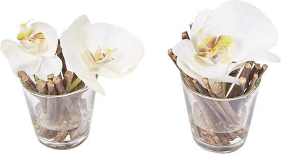 Set van 2 witte kunstmatige waterillusie-orchideeën D10
