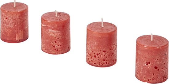 Set van 4 rode cilindervormige kaarsen H5