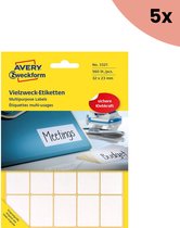 5x Avery etiket Zweckform 32x23mm wit pakje a 560 etiketjes