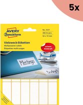 5x Avery etiket Zweckform 50x19mm wit pakje a 486 etiketjes