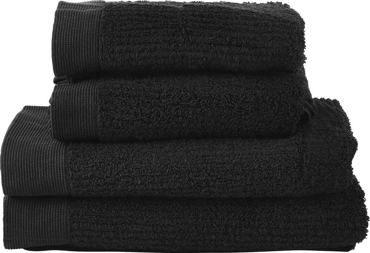 Zone Denmark Classic Handdoeken set - Set van 4 - Hoge Absorptie - 100% katoen - 600 g/m2 - 50 x 100 & 70 x 140 cm - Zwart