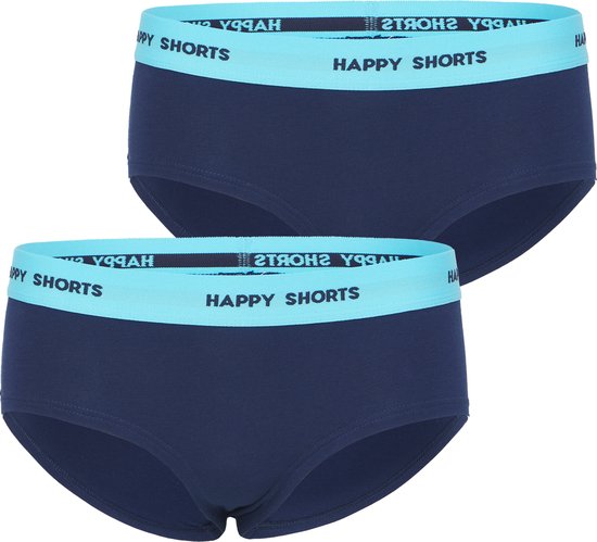 Happy Shorts Dames Hipster Navy Blauw 2-Pack - Maat S