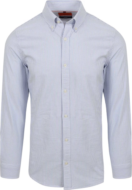 Suitable - Overhemd Oxford Strepen Lichtblauw - Heren - Maat S - Slim-fit