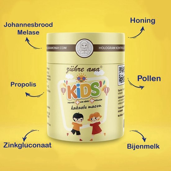 Foto: Zuhre ana kids zoete kruidenpasta met vitamines dn mineralen voor kinderen 240gr groeimiddel voor kinderen helpt bij groeispurt halal boordevol vitamines ijzer zink magnesium l triptofan calcium