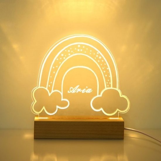 Naamlamp regenboog - nachtlampje - slaapkamer decoratie - lamp - gepersonaliseerd cadeau