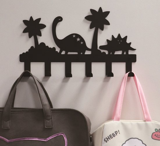 Porte-manteau mural dinosaures crèche jungle safari - porte-manteau 6 crochets chambre bébé