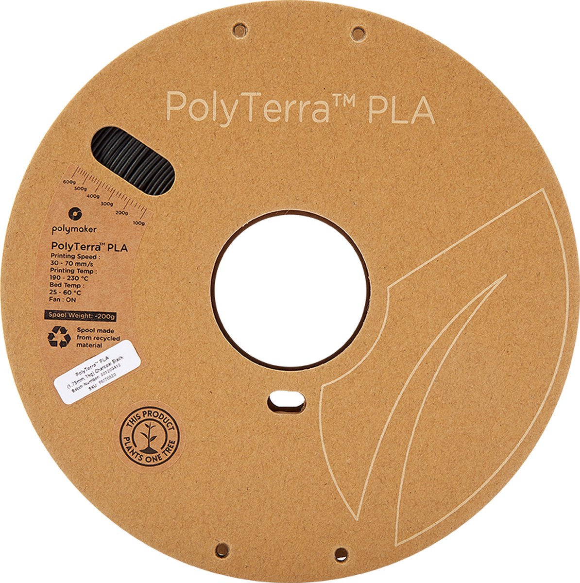 Polymaker PolyTerra PLA Zwart (Houtskool) — afbeelding 6