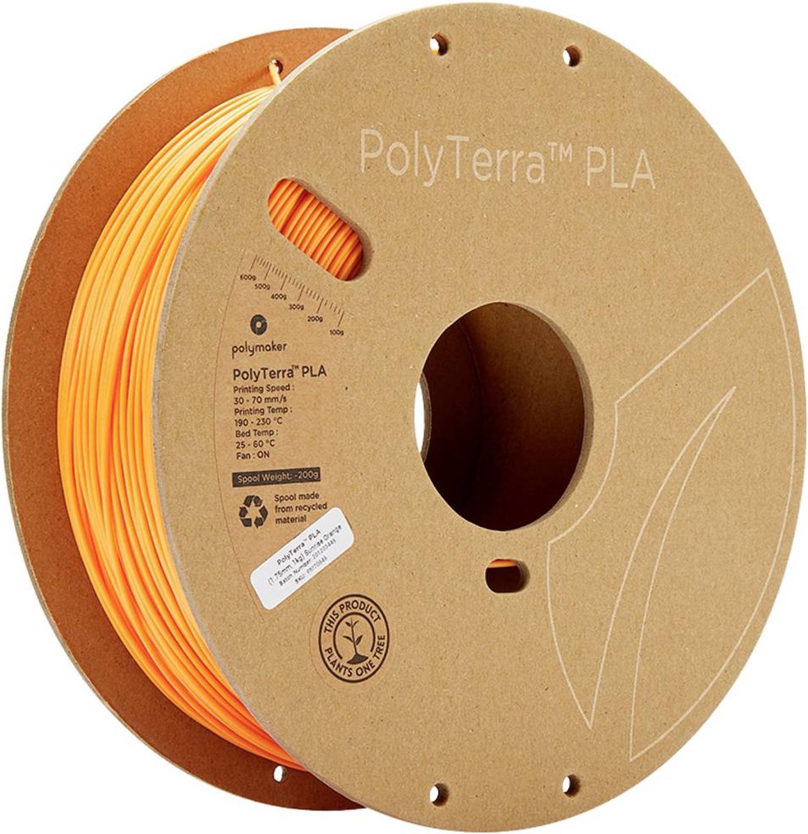 Polymaker Polyterra PLA filament 1.75 mm - 1 kg - Sunrise Orange