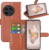 OnePlus 12R Hoesje - MobyDefend Kunstleren Wallet Book Case (Sluiting Voorkant) - Bruin - GSM Hoesje - Telefoonhoesje Geschikt Voor OnePlus 12R