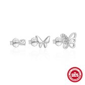 Paragon Cat.925 puur zilver eenvoudige, kleine, prachtige mini vlinder combinatie oorbellen set van 3 paar