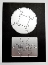 Metalen snijmal - puzzelstukjes - puzzel - rond - rechthoek - 2 stuks - embossing - scrapbooking - kaarten maken