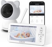 Lakoo® BabyGuard PRO - Babyfoon - baby monitor - Babyfoon met camera - Babyfoon met Camera en app - Gratis App - 720HD, Wifi - Nachtzicht - Terugspreekfunctie - Slaapmuziek - Draaibaar - Uitbreidbaar - Tempratuurweergave