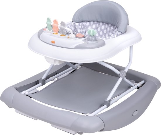 Topmark Jean - loopstoel - Inklapbare Babywalker - Schommelfunctie - Duwfuntie - incl. speelblad - Grijs