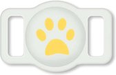 Ainy Siliconen AirTag houder wit-geel - GPS case voor katten en honden