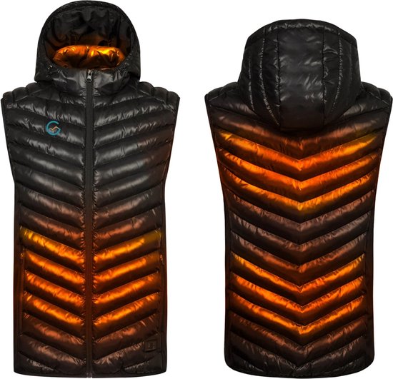 Verwarmde bodywarmer dames Gløde elektrisch vest 5 warmtezones water- en winddicht met powerbank 6 uur warmte