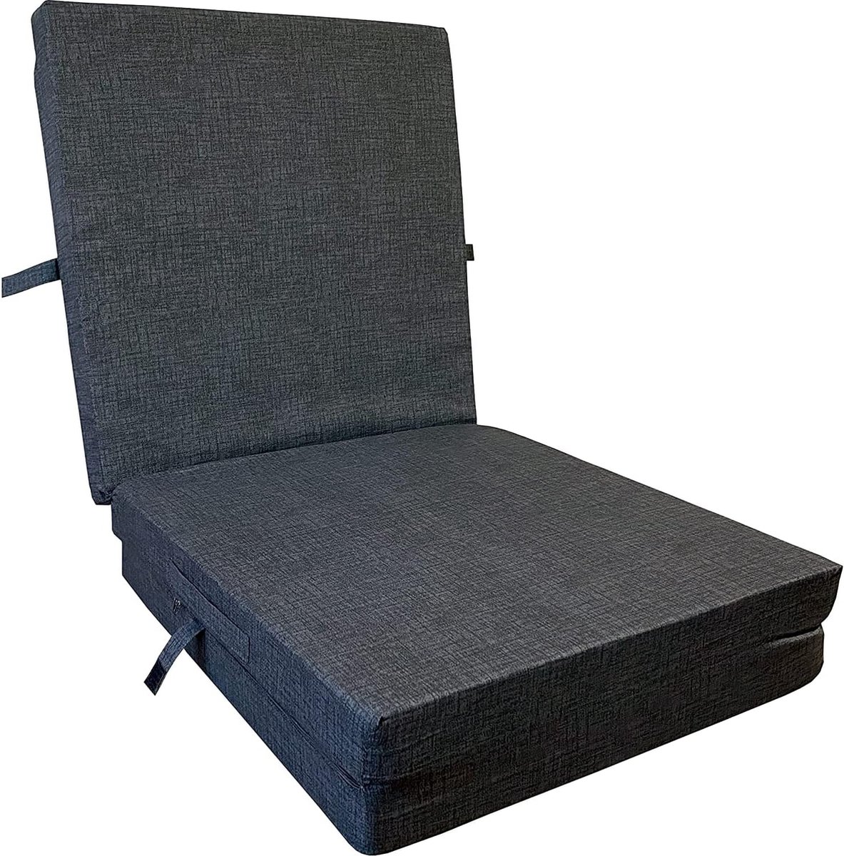 Katex Vouwmatras, 3-delig, 15 cm dik, voor reisbed, logeermatras, opvouwbaar, ook ideaal voor kamperen, kruk, zitblok, overtrek is machinewasbaar (grijs, 195 x 20 x 15 cm