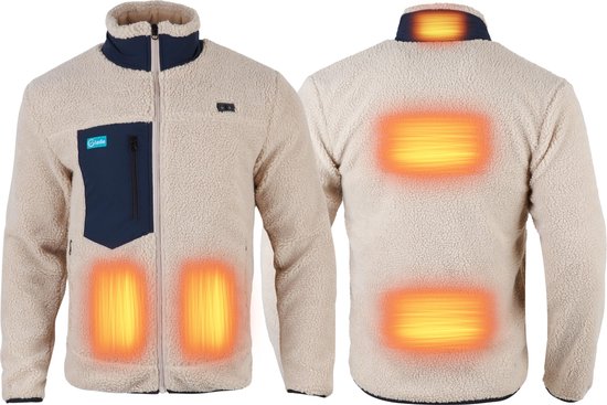 Elektrisch verwarmd fleece vest blauw unisex Gløde Wøley warm teddy 5 panelen XXS inclusief accu