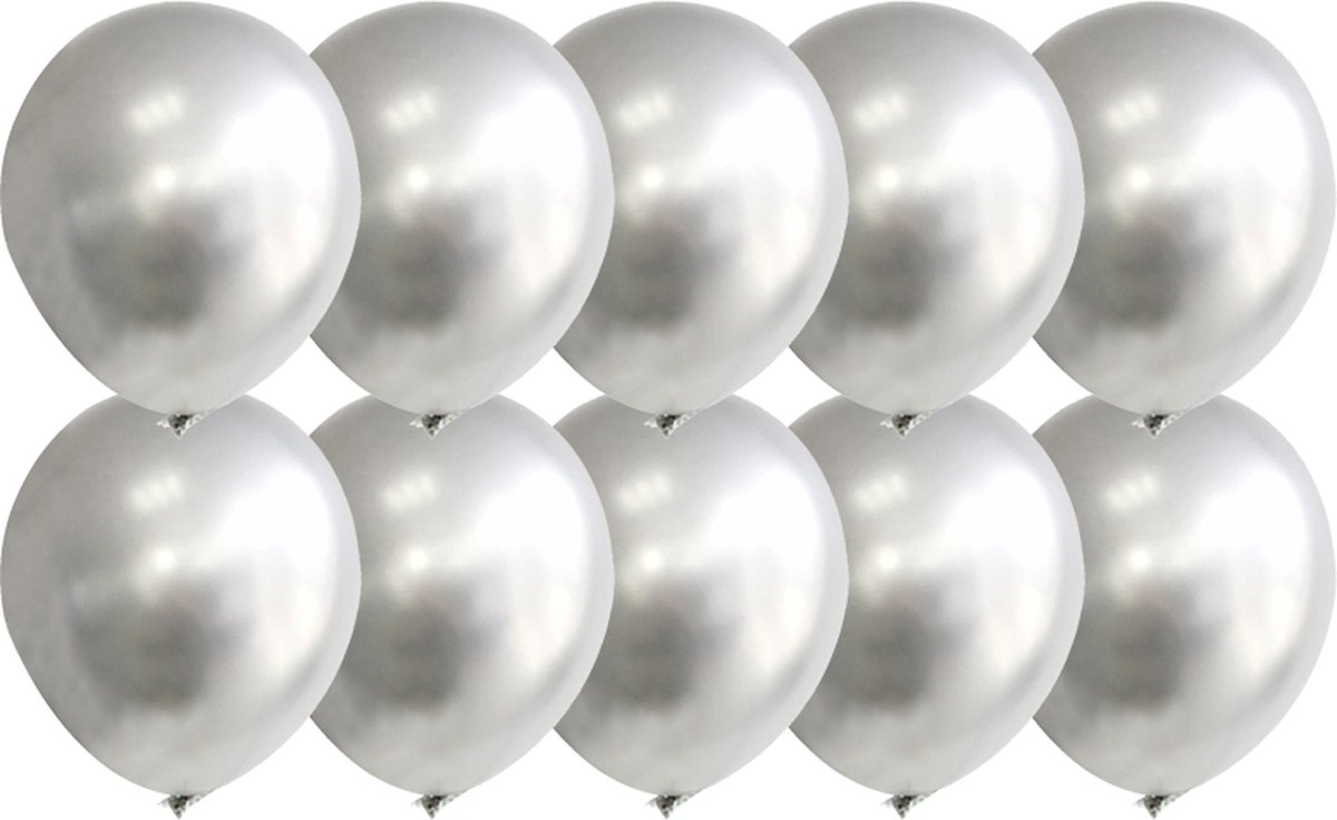 Luxe Kwaliteit Chrome Latex Ballonnen, Metallic Zilver, 10 stuks, 12 inch (30cm) , Verjaardag, Happy Birthday, Feest, Party, Wedding, Decoratie, Versiering, Miracle Shop