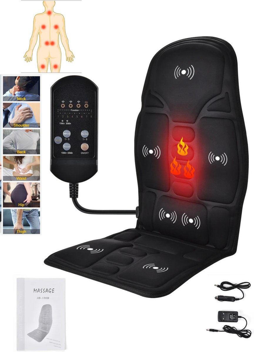 Goedkoopste Huiselijk Geluk - Elektrisch Verwarmd Shiatsu Massagekussen voor Nek en Auto - Ontspannend en Verlichtend - Diepe Kneedmassage - Warmtefunctie - Thuis en Onderweg - Draagbaar - Rug-, Nek- en Schoudermassage - Verbeterde Bloedcirculatie - Stressverlic