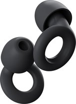 Quiet earplugs for noise reduction - Super soft reusable hearing protection in flexible silicone for sleep and sensitivity to sound - 8 caps in XS/S/M/L - SNR 26 dB attenuation - Black