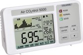 CO2-Monitor AIRCO2NTROL 5000, 31.5008.02, bewaking van de CO2-concentratie, Loggerfunctie voor 1 mln. datasets, LED verkeerslichtweergave, kamertemperatuur, wit