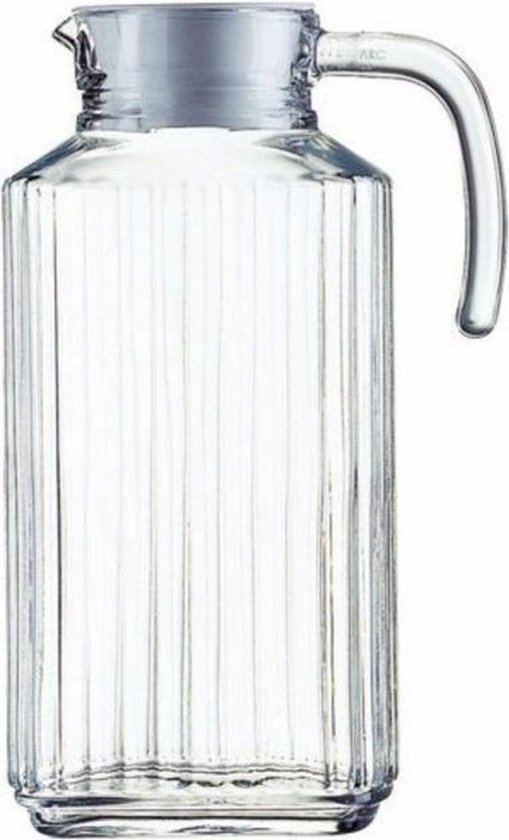 Glazen kan liter - Schenkkan - Met deksel - Karaf - Glas Water of sappen | bol.com