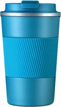 Tasse à café thermique tasse à café thermique de voyage en acier inoxydable réutilisable sans BPA Auto hermétique froid chaud (380 ml, Blauw)
