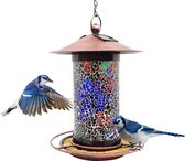 Voederplekken Vogelvoederhuisje - moederdag cadeau - Solar Lantaarn - mozaiek - zonne-energie - solar - Duurzaam vogelvoederhuis - tuinlantaarn - decoratie -