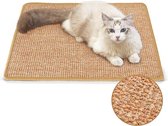 Kattenkrabmat - 60 x 40 cm - Natuurlijke Sisal-Krabmatten voor Katten - Horizontale krabmat voor Katten - Beschermt Tapijten en Banken - Beige