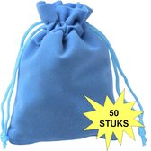 Fako Bijoux® - Sacs Cadeaux en Velours - Velours - 10x12cm - Bleu Clair - 50 Pièces