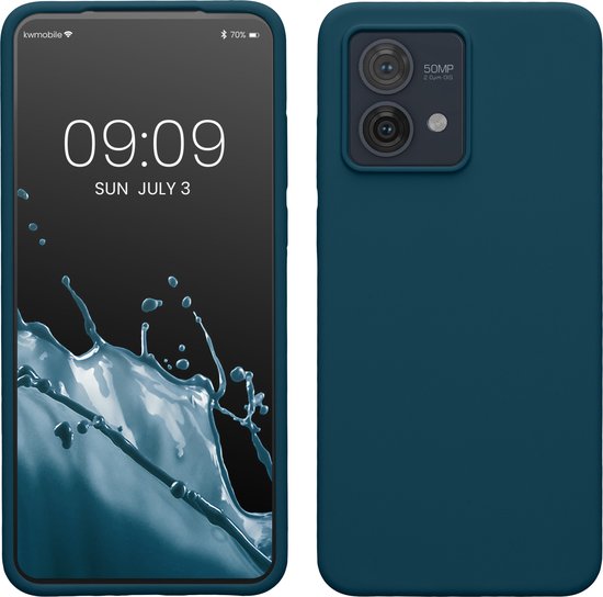 kwmobile coque de téléphone compatible avec Motorola Moto G84 5G - Coque avec revêtement en silicone - Coque pour smartphone en pétrole mat