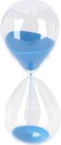 Zandloper cilinder Timer - decoratie of tijdsmeting - 5 minuten blauw zand - H12 cm - glas