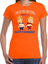 Bellatio Decorations Koningsdag verkleed T-shirt dames - Happy Kings Day - oranje - feestkleding L