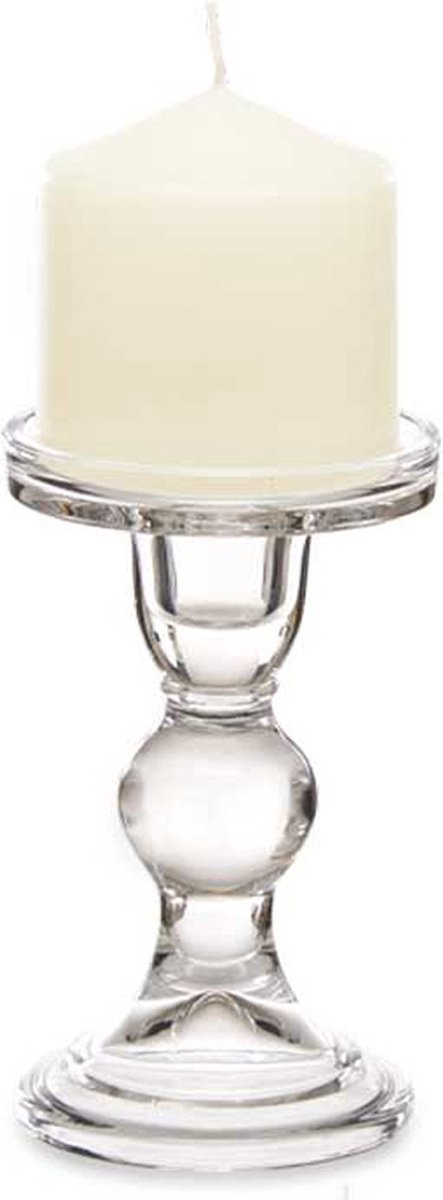 Giftdecor Kaarsen kandelaar van decoratief glas - voor stompkaarsen - D8.5 x H14 cm