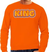 Bellatio Decorations Koningsdag sweater voor heren - King - oranje - feestkleding S