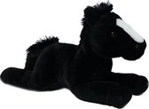 Pia soft Toys Knuffeldier lopend Paard - zachte pluche stof - premium kwaliteit knuffels - zwart - 35 cm - Paarden