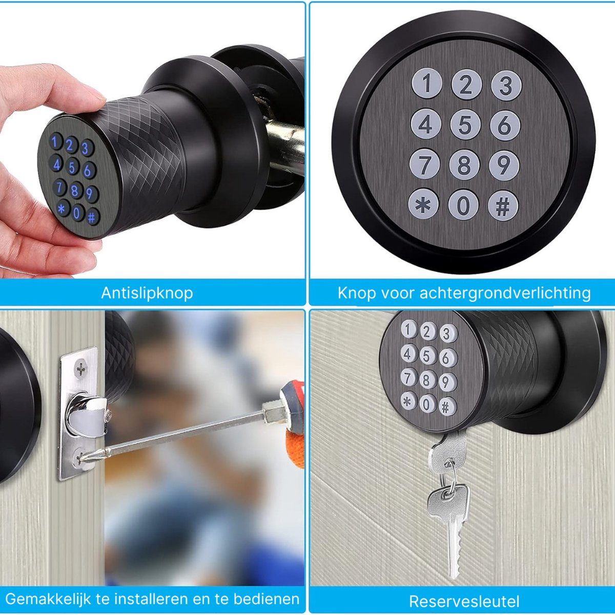 Toegangscontrole Toetsenbord IP67 Waterdichte Draadloze Digitale Kaartlezer Toegangsdeurslot met Blauwe Achtergrondverlichting Sleutelloos Duurzaam voor Thuis of op Kantoor