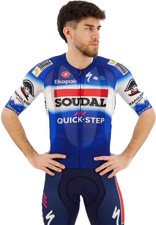 Maglia Ciclismo Castelli Climber's 3.1 Soudal Quick-Step 2023 &ndash; Manica Corta, Blu/bianco, Vestibilit&agrave; Race