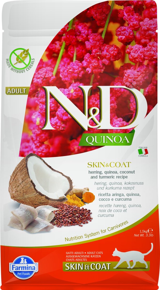 farmina Farmina N&D Quinoa - Adult kat - Skin & coat haring - 1,5kg