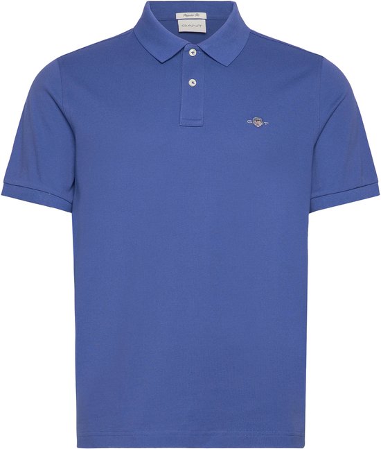 Gant - Heren Polo SS Regular Shield Pique Polo - Blauw - Maat L