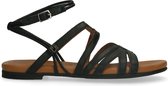 No Stress - Dames - Zwarte leren sandalen met bandjes - Maat 40