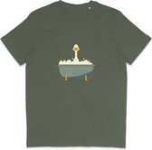 Grappig Heren en Dames T Shirt - Badeend - Khaki Groen - 3XL
