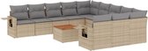 vidaXL - 12-delige - Loungeset - met - kussens - poly - rattan - gemengd - beige