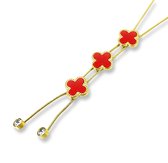 Montebello Ketting Hainan Red - 316L Staal - Bloem - ∅13mm - 60+5cm
