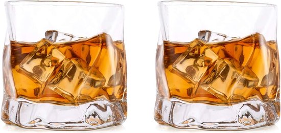 Onregelmatige Whiskyglazen Set - Cadeaupakket voor Verjaardag Echtgenoot - Luxe Geschenkverpakking - Hoogwaardig Glaswerk - Geschikt voor Whisky en Cocktails - Stijlvolle Thuisbar Accessoire