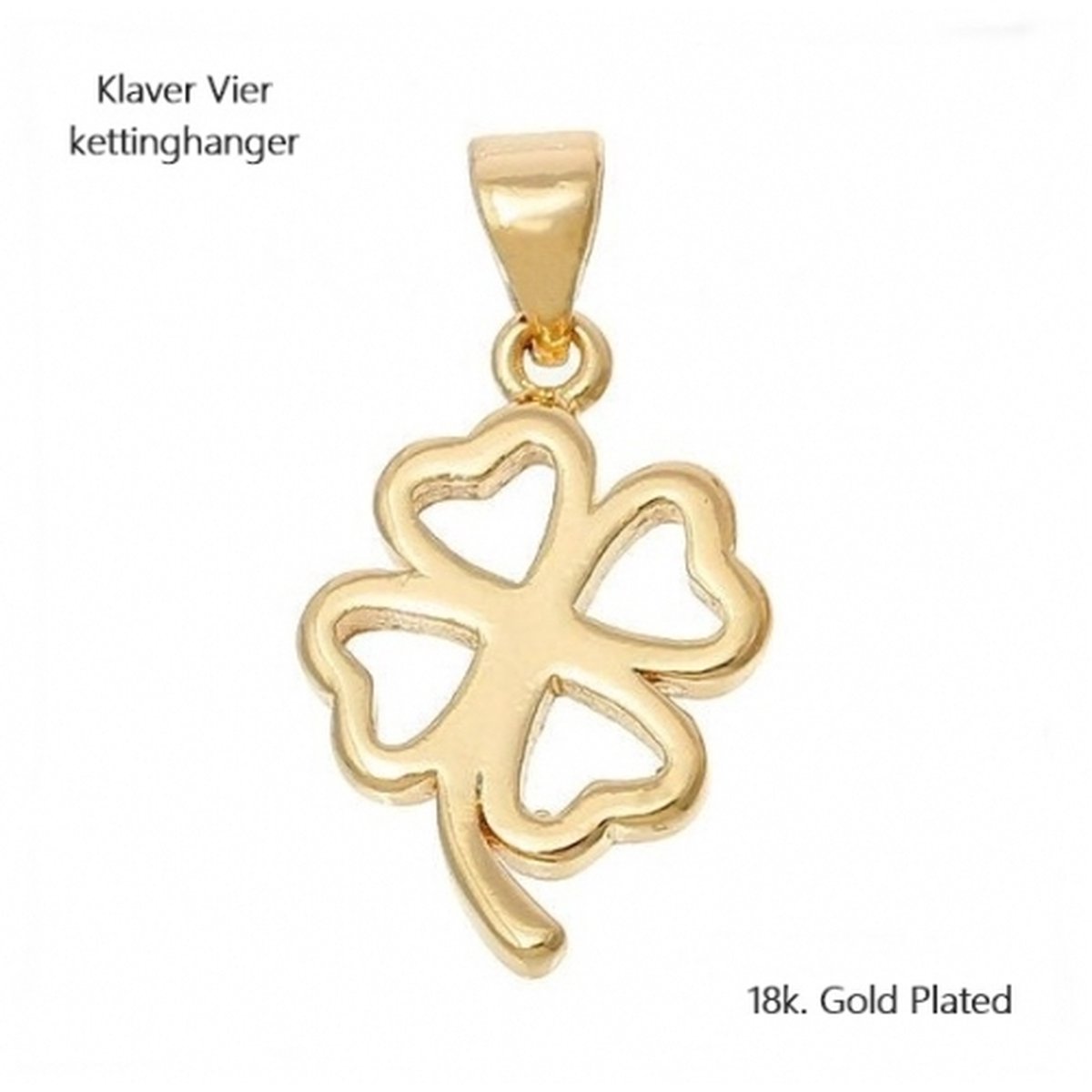 Kettinghanger Klaver Vier - 18k. Gold plated - 1,5 cm (2,3 cm) - Volwassenen Jeugd Kinderen - Unisex - Casual Feest