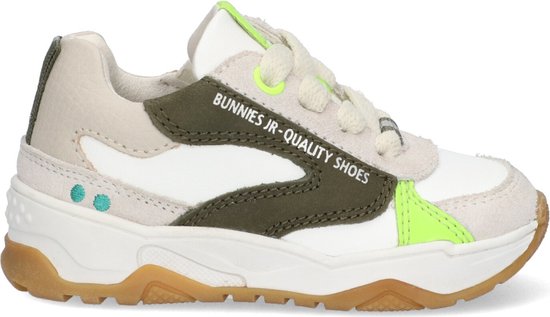 BunniesJR 224374-401 Jongens Lage Sneakers - Offwhite/Wit/Groen - Leer - Veters