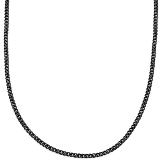 Lucleon - Schakelketting voor heren van zwart gepolijst roestvrij staal - 4 mm