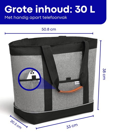 Koeltas, 20 L, tactische koeltas, grote geïsoleerde koeltas voor volwassenen en mannen: waterdicht en duurzaam, picknick, strand, picknick, camping, supermarkt, winkelen, blauw